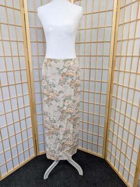 Vtg 90s Wrap Maxi Skirt MEDIUM Cottagecore Phoebe Buffay Floral Neutral Y2K Boho